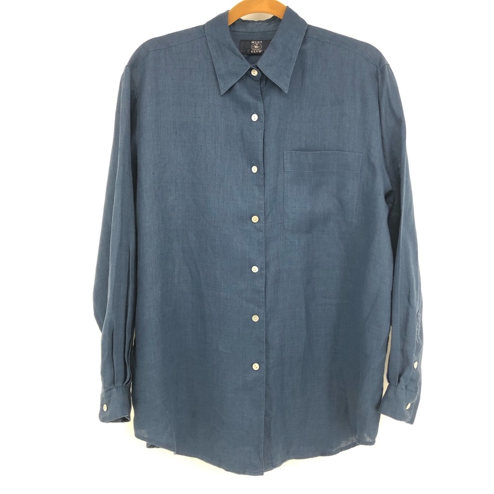 🎈 Hunt Club Blue Men's Linen Button Up